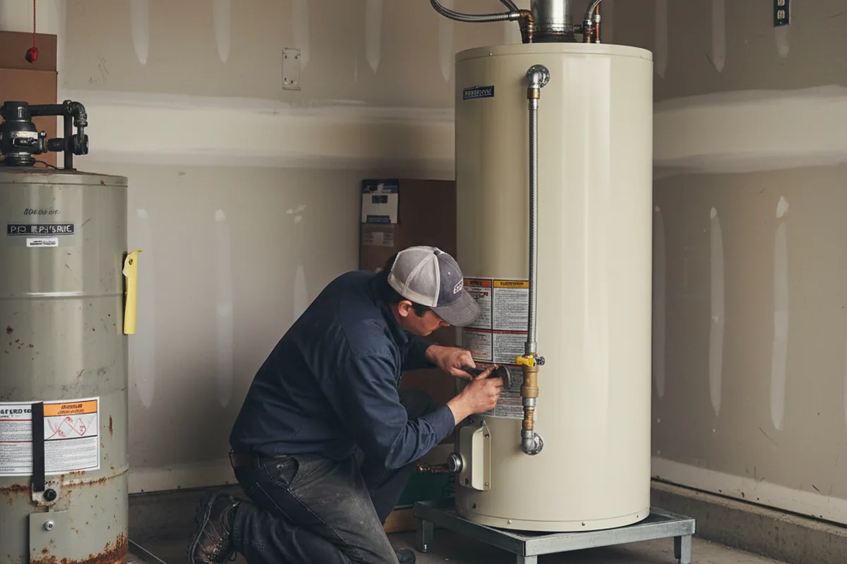 Water heater and shutoff valve replacement in Saunderstown